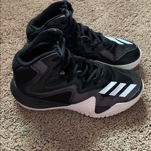 Boys adidas black and white hightop shoes